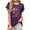 Purple, variant on ZQUUVOU Women's T-Shirts Printed Short Sleeve Crew Neck Tunic Blouse(Gray,S)