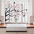 thumbnail image 2 of Ambesonne Birds Kitchen Curtains, Mockingbird on Plane Tree, 55"x45", Coral Black and White, 2 of 3