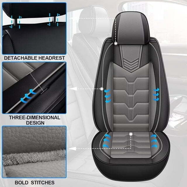Car Seat Covers Full Set for Infiniti Q70 2014-2019 Waterproof Leather Seat Covers Cushion Lumbar Support Comfort Automotive Interior Grey,Full Set(2 Row 5 Seats)