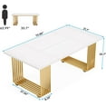 thumbnail image 2 of Finmind White Executive Desk with Gold Metal Legs,70.9" Modern Office Desk, Wooden Computer Desk, Large Workstation for Home Office, Study Writing Desk, Small Conference Table for Meeting Room, 2 of 7