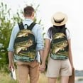 thumbnail image 4 of Disketp Largemouth Bass jumps out of water print Canvas Backpack Lightweight Travel Daypack Student Rucksack Laptop Backpack-, 4 of 5