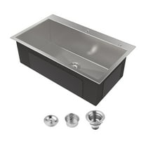 Cobbe Black 32 inches Single Bowl  Drop-in Kitchen Sink, Stainless Steel 2-Hole