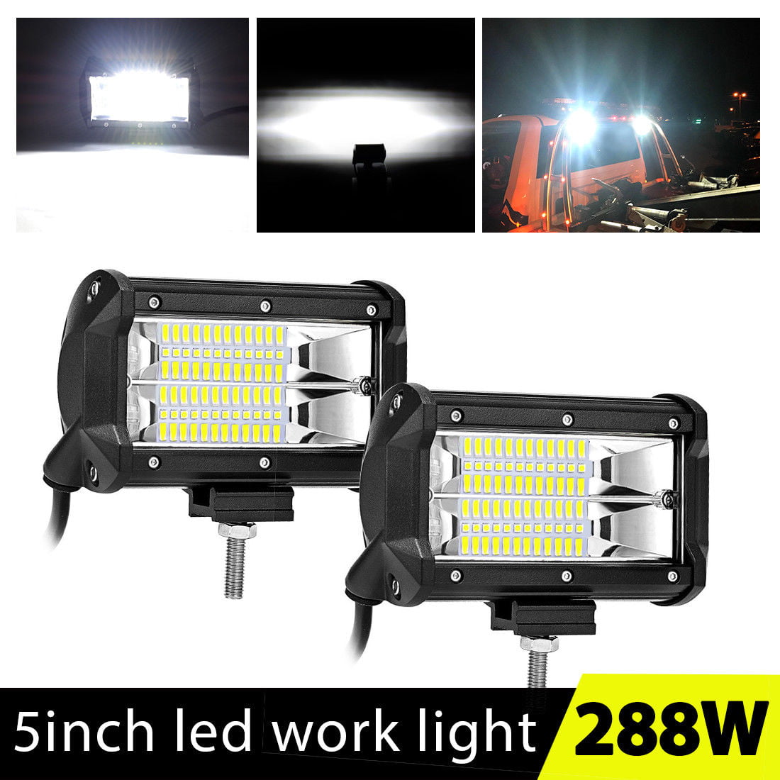 2x 4" Pods Spot Flood Light Car Trucker Autofeel 20 inch LED Work Light Bar