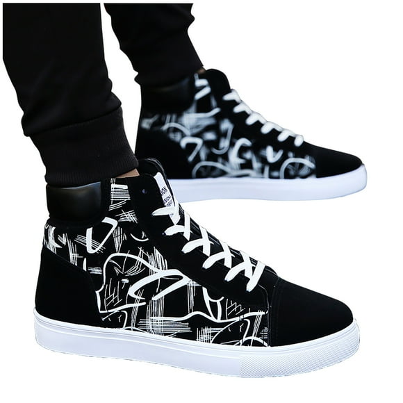 Dakaela Men High Top Sneakers Casual Walking Running Shoes Lightweight Fashion Tennis Flats White 10