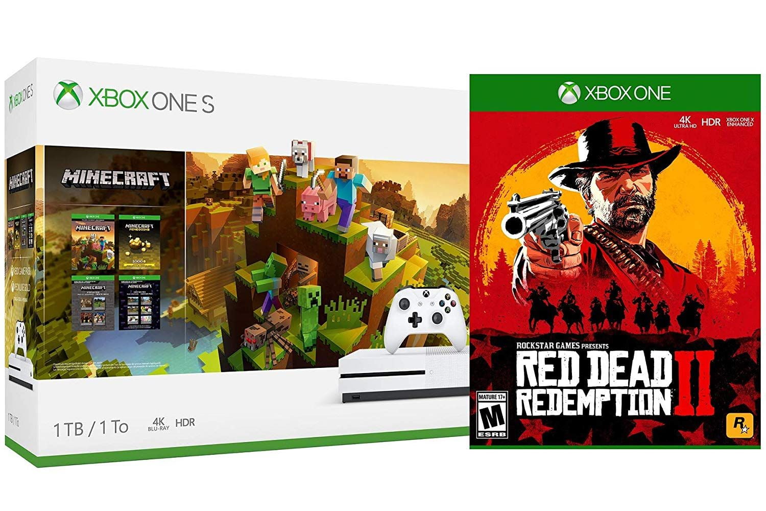 Oriënteren Renovatie ethiek Microsoft Xbox One S Minecrarft Creators and RDR2 Bonus Bundle: Red Dead  Redemption 2, Minecraft Full Game, 1,000 MINECOINS, Starter Pack, Creators  Pack and Xbox One S 1TB Console - Walmart.com