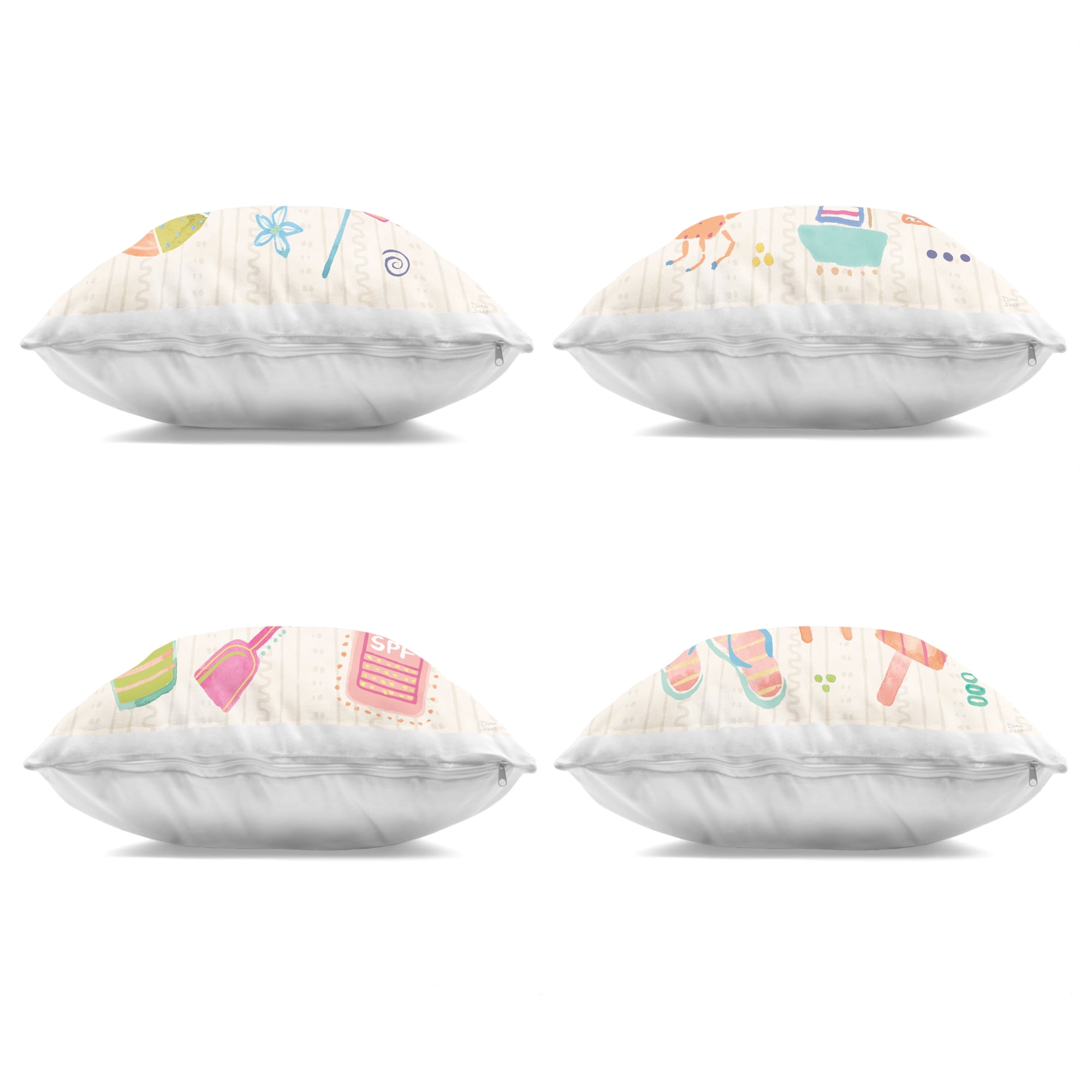 Stupell Industries Beach & Boats Collection 4 Piece Decorative Printed Throw Pillow Set, design by Dina June, 18 x 7 x 18