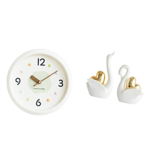 Reloj de pared,Reloj de pared decorativo,moderno y elegante.,Reloj de pared redondo silencioso y sin tictac,regalo,estatua de cisne,Estatuas y figuritas de cisne de cerámica modernas Esculturas