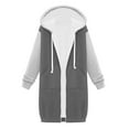 thumbnail image 5 of Winter Womens Jackets Long Sleeve Solid Color Thickening And Fleece Casual Zipper Pocket Hooded Long Sweater, 5 of 5