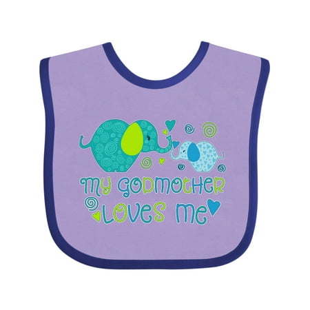 

Inktastic My Godmother Loves Me- Cute Elephants Gift Baby Boy or Baby Girl Bib