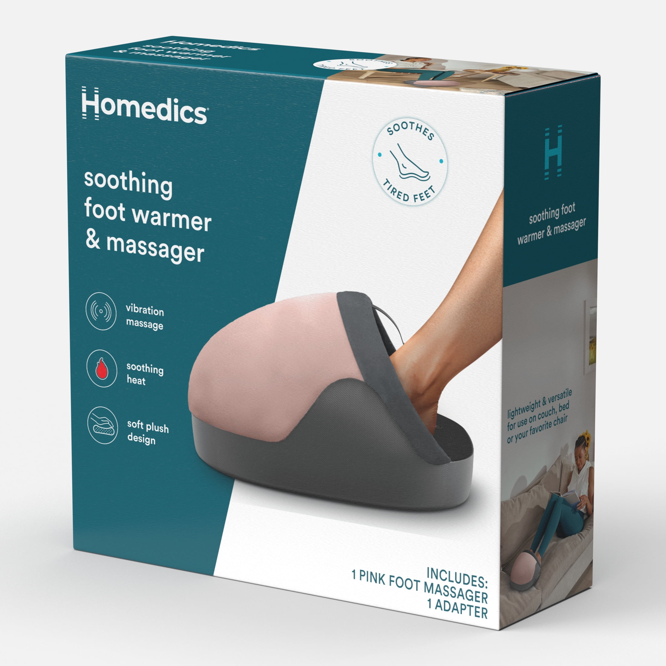 Homedics Soothing Foot Warmer and Massager with Heat, Pink