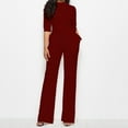 thumbnail image 4 of Hvyesh Womens Jumpsuit Dressy Casual One Piece Outfits Long Sleeve Mock Neck Wide Leg Pants Rompers, 4 of 4