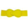thumbnail image 3 of SODIAL(R) 8-shaped Faux Leather Buckle Elastic Belt Yellow for Lady, 3 of 5