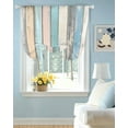 thumbnail image 2 of Blue Pink Cream Stripe Tie Up Curtains for Window, Thermal Insulated Balloon Shade Adjustable Rod Pocket Curtains Valance Panels for Kitchen Bathroom Cafe 42 x 63 Farmhouse Vintage Wooden, 2 of 6