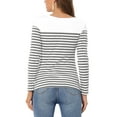 thumbnail image 3 of BLUSA DE MUJER INSPIRE CHIC T-SHIRT CASUAL DE MANGA LARGA A RAYAS EN BLOQUES DE COLOR M BLANCO GRIS, 3 of 6