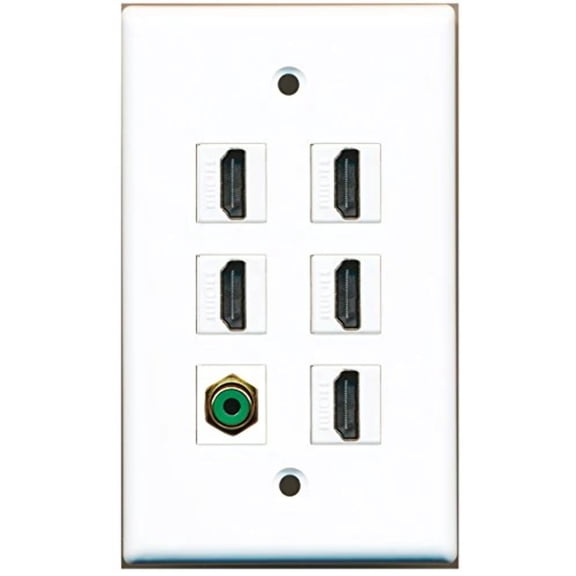 RiteAV - 5 HDMI 1 Port RCA Green Wall Plate