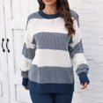 thumbnail image 4 of hotojiny Women's Sweaters Fall Winter Casual Oversized Long Sleeve Striped Sweater Loose Crew Neck Knit Pullover, 4 of 6