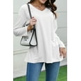 thumbnail image 4 of Mengpipi Womens Long Sleeve T-Shirt V-Neck Loose Casual Tops, White-XXL(US 20), 4 of 6