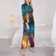 thumbnail image 3 of Honeii Celestial Stag Cosmic Glow Print Women's Pajama Sets Long Sleeve Button Down Sleepwear Nightwear Soft Pjs Lounge Sets 2PCS-XX-Large, 3 of 7
