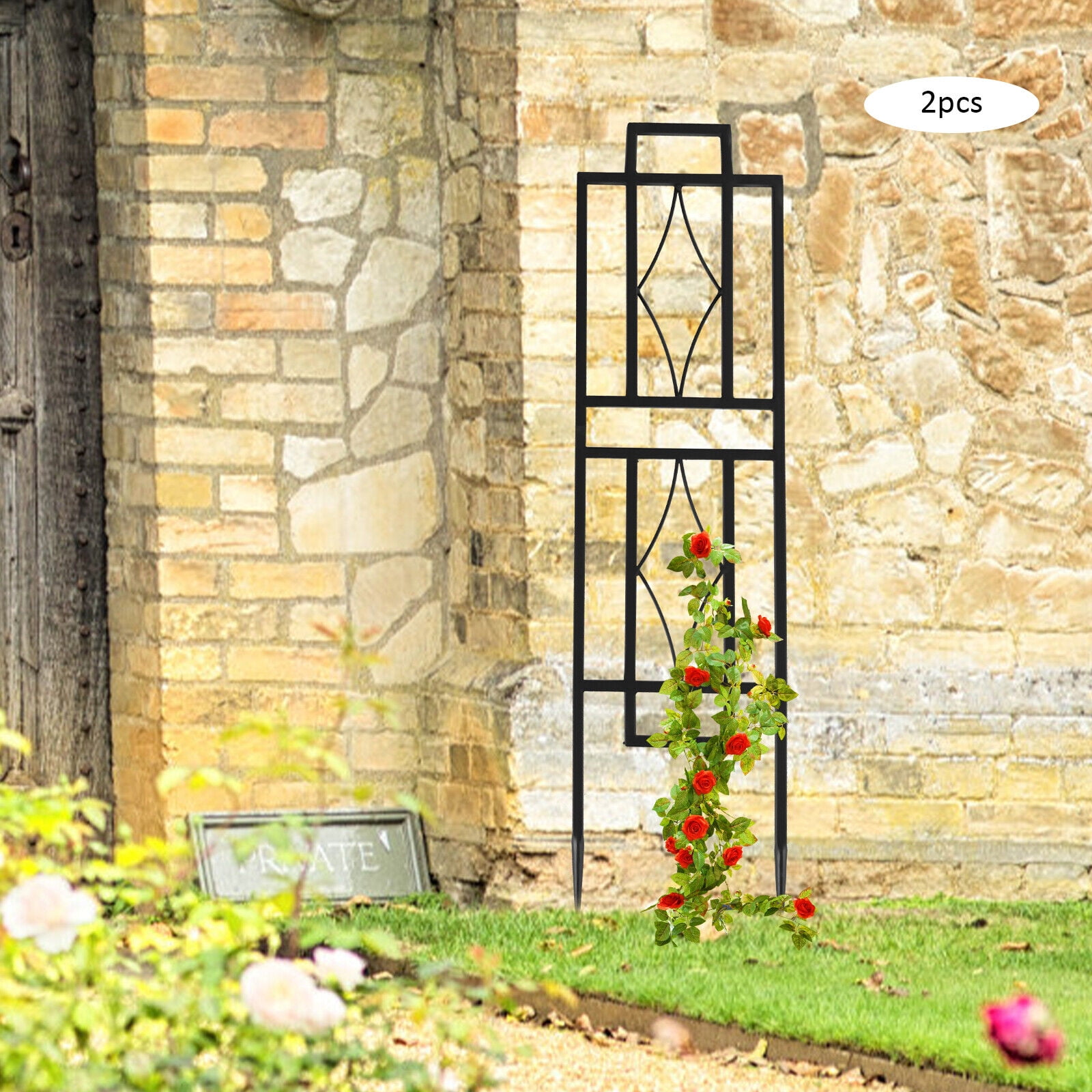 Miumaeov 2 Pack Large Garden Trellis for Climbing Plants 30" x 7.9" Heavy Duty Iron Tubing