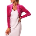 thumbnail image 1 of INSPIRE CHIC Boléro Court en Velours à Manches Longues Ouvert à l'Avant pour Femme P Rose Vif, 1 of 6