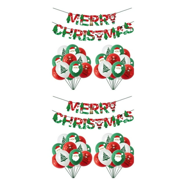 Guardoinrt Party Balloon Pack Versatile Decorations For All Celebrations Christmas Decoration Party Decoration Christmas Banner multicolor 1 Banner+20 Balloons 2Set
