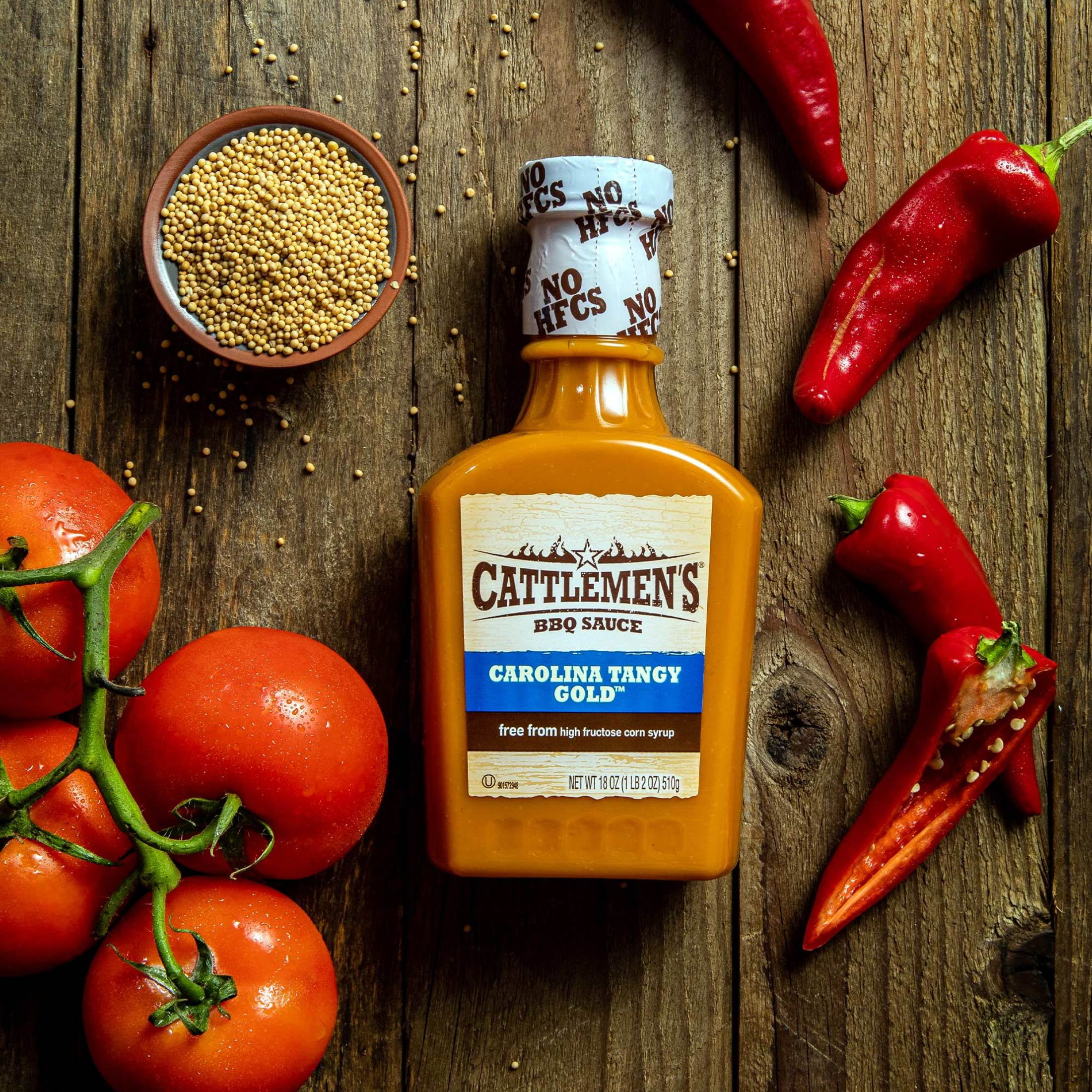 (4 pack) Cattlemen's Carolina Tangy Gold BBQ Sauce, 18.0 oz Bottle