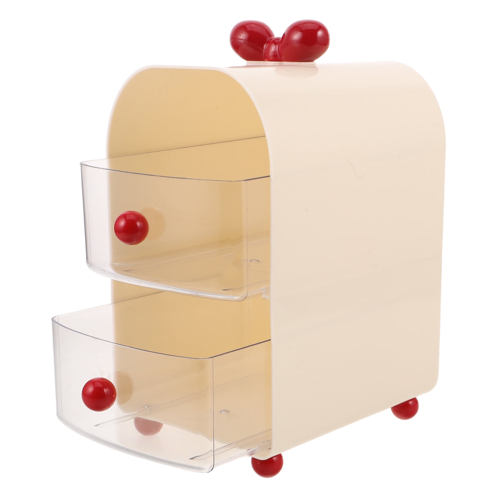 BESTYASH Small Beige Desk Organizer with Multiple Drawers for Office Supplies Stationery and Makeup Storage