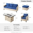 thumbnail image 2 of XIZZI 8PCS Patio Converstion Set,Wicker Outdoor Furniture Set with Gas Fire Pit,Blue, 2 of 7
