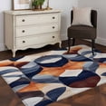 thumbnail image 5 of 4x6 Area Rugs, Navy Blue Burnt Orange Non-Skid Rubber Backing Large Rectangle Rugs - Living Room Bedroom Home Office, Retro Geometric Abstract Indoor Floor Mat Carpets Washable Rug, 5 of 9