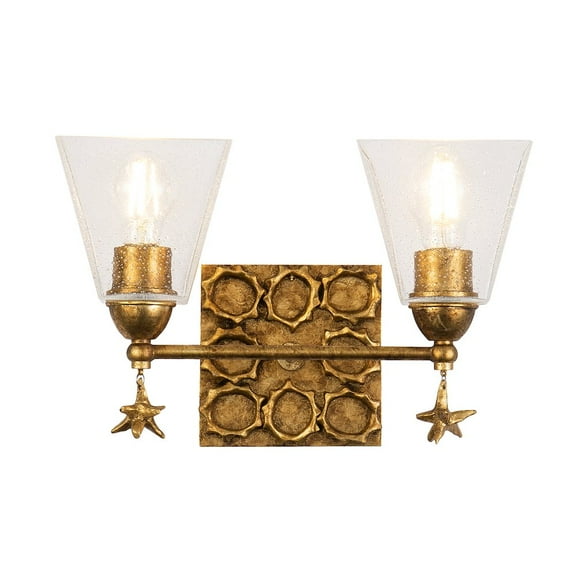 Lucas McKearn Star 2-light Transitional Metal Bath Vanity Light in Gold Leaf