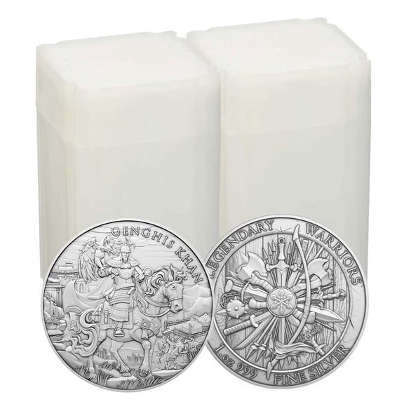 Lot of 40 - 1 Troy oz Genghis Khan Design .999 Fine Silver Round