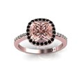 thumbnail image 4 of 2.50 Carat Morganite And Black Diamond Moissanite Halo Trio Ring Set 925 Sterling Silver With 18k Rose Gold Plating, 4 of 5