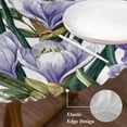 thumbnail image 3 of Spring Flowers Round Tablecloth, Fitted Table Cover with Elastic for 55"-60" Round Tables, Purple Hydrangea Orchid Floral Country Table Cloth Outdoor Indoor Dinning Party Waterproof Tablecloths, 3 of 7