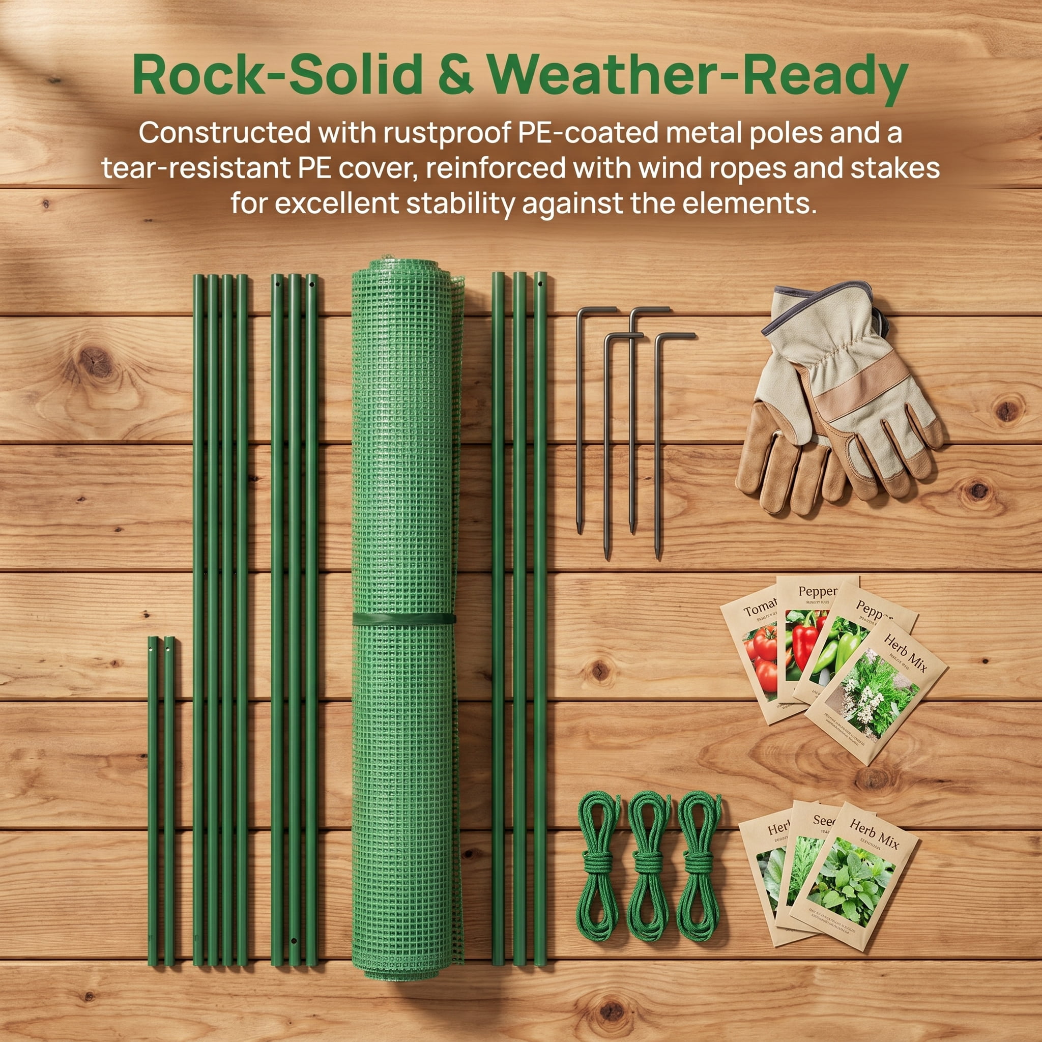 Kadyn Outdoor Portable Walk-in Greenhouse with PE Cover Heavy-Duty Metal Frame Roll-up Zipper Door