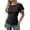 c-211Black1118, variant on Women Blouses Solid Color Flounce Sleeves Contrast Binding Design Breathable Summer Blouse Short Sleeve O-Neck Stylish Female Tops