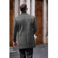 thumbnail image 3 of COOFANDY Men's Detachable Plaid Scarfs Wool Blend Coat - Notched Collar Single Breasted Pea Trench Overcoat, 3 of 10