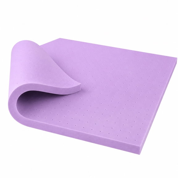 Alvantor 4 Inch Cooling Gel Memory Foam Mattress Topper Pressure Relief Pad, Ventilated Design Bed Topper, Purple