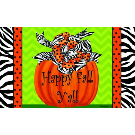 18 Inch Floor Tom - Whimsical Zebra Design Pumpkin Happy Fall Y'all 18 X 30 Inch Floor Mat Rug