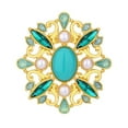 thumbnail image 2 of SmartBy Palace Style Women Retro Brooch Green Rhinestones Faux Pearls Exquisite Pin Vintage Suit Lapel Buckle Badge Outfit Accessories, 2 of 6