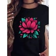 thumbnail image 1 of Camiseta informal de manga corta con estampado de flores abstractas, ideal para el tiempo libre, 1 of 5