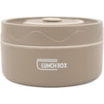 thumbnail image 1 of Shiyou-Casserole Thermique 420ml Acier Inoxydable 304 Double Couche Portable Forme Ronde Récipient Thermique pour Déjeuner (Style Four Micro-Ondes, Café Foncé), 1 of 4
