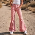 thumbnail image 4 of YAYUBA Girls Flare School Uniform Pants Kids Wide Leg Bell Bottoms Mid Rise Elastic Waist Loose Back To School Casual Pants with Pockets, Light Pink, 11-12 Years, 4 of 5