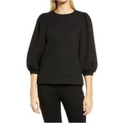 Anne Klein ANNE BLACK Women's Puff Sleeve Quilted Pullover, US Large