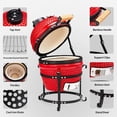 thumbnail image 6 of ROVSUN 13IN Red Spherical Ceramic Charcoal Grill with Inner Liner, Portable BBQ Smoker for Outdoor Cooking, Camping, and Backyard Grilling, 6 of 6