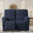 thumbnail image 2 of Lavish Cover Stretch Recliner Loveseat Cover, Non-Slip Slipcovers for Recliner Loveseat, Washable Furniture Protector with Pocket & Elastic Bottom for Kids Pets, 2 Seaters, Navy Blue, 2 of 9