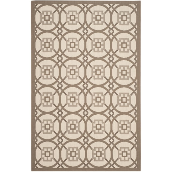 Safavieh Courtyard Darien Geometric Indoor/Outdoor Area Rug, Beige/Dark Beige, 5'3" x 7'7"