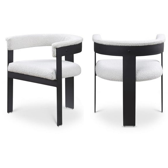 Maklaine Contemporary Cream Boucle Fabric Dining Chair (Set of 2)