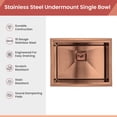 thumbnail image 4 of Strictly Sinks Undermount Workstation Kitchen Sink-Copper 23 Inch 16 Gauge Single Bowl Kitchen Sink, 4 of 8