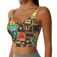 thumbnail image 2 of Fotbe Robot and Monsters Sujetador Deportivo Largo sin Aros para Mujer con Almohadillas y Soporte Medio, Transpirable y Absorbente, Camiseta Tipo Chaleco o Tank Top-Medium, 2 of 8