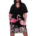 thumbnail image 1 of Vestido de flamenca con flores tropicales para mujer, diseño rosa magenta, vestido con cremallera para el pelo, 1 of 6